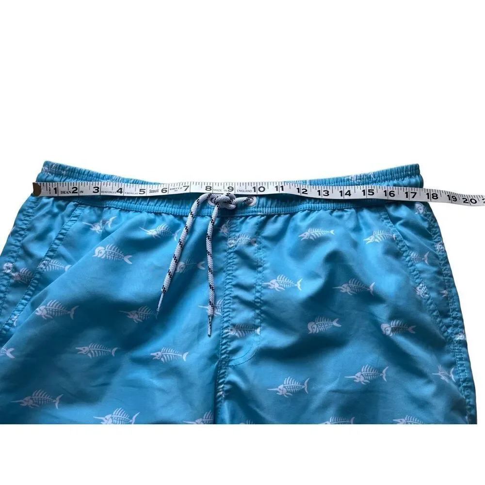 Maamgic light blue swim trunks with white swordfish pattern - XL